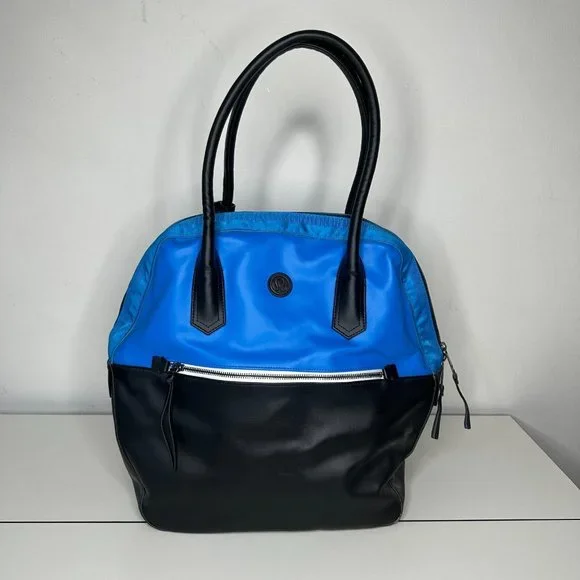 Lululemon Black Blue Happy Hatha Hour Bag Blue Paisley Interior Exterior Pockets - Picture 4 of 16